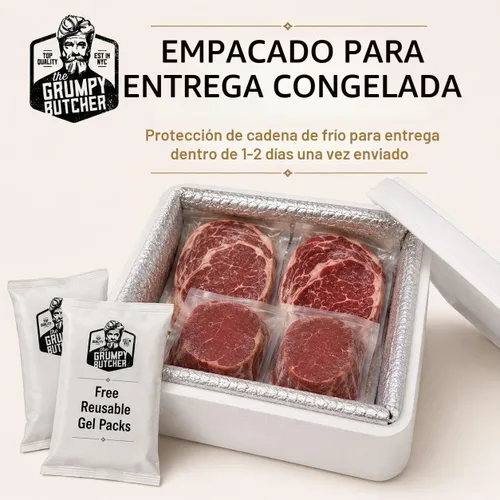 Vista 5 de Grumpy Butcher Ribeye and Top - Juego de filete de solomillo, paquete de 4