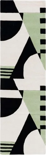 Vista 3 de SAFAVIEH Rodeo Drive Collection - Alfombra de pasillo, 2 pies 3 pulgadas x 8 pies, negro y verde, hecho a mano, lana abstracta moderna de mediados