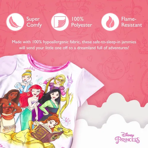 Vista 3 de Disney Conjunto de pijama de 3 piezas para niña, suave y lindo para niñas