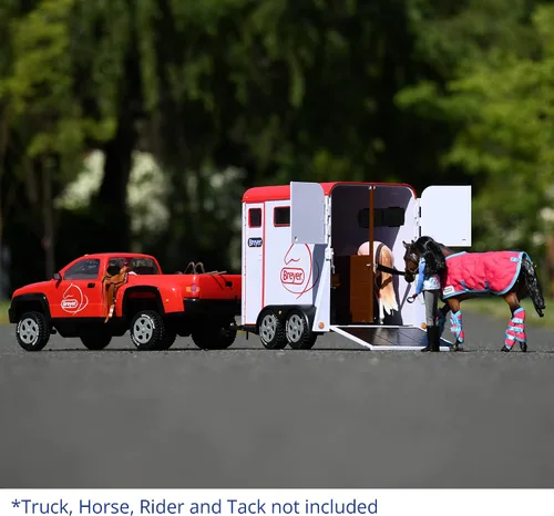 Vista 3 de Breyer Serie Tradicional de Juguete de Remolque de Dos Caballos (Escala 1: 9) Modelo # 2619 Blanco