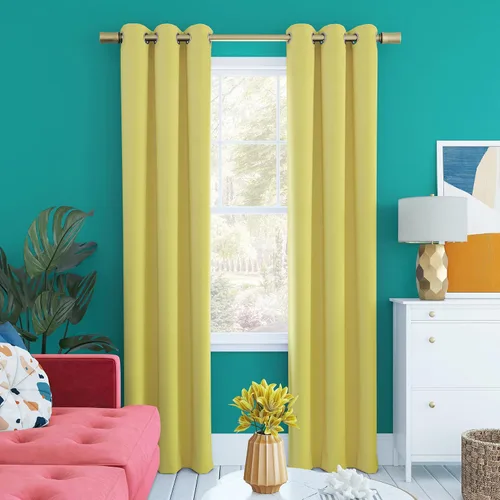 Vista 13 de Sun Zero Halton Bright Vibes Panel de Cortina Opaca Total con Ojales, 40" x 63", Azul Clásico