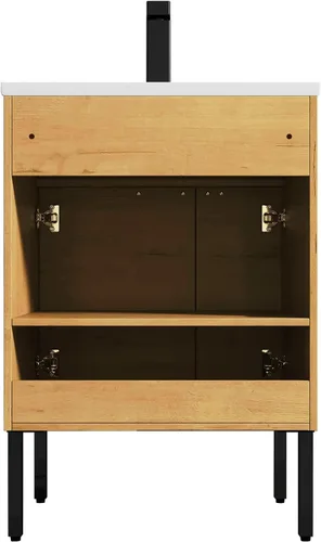 Vista 6 de Blossom Mueble de baño con fregadero de cerámica, roble clásico, 24 Classic Oak