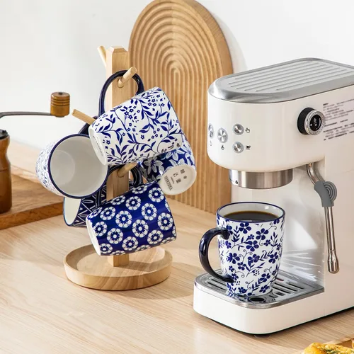 Vista 5 de vancasso SELENE Juego de 6 Tazas de Café, 12 Oz Tazas de Café de Porcelana con Asa, Taza de Té de Cerámica para Capuchino, Latte, Té, Cacao
