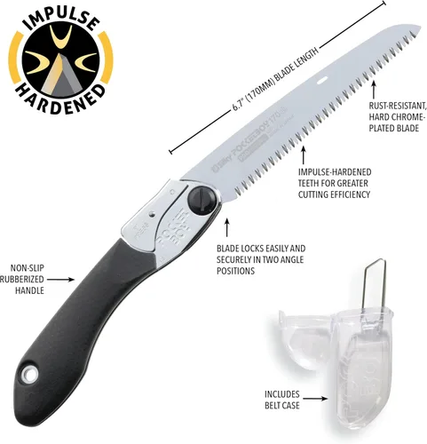 Vista 4 de Sierra de mano plegable Silky PocketBoy de la serie profesional, 170 mm, con dientes medianos (340-17)