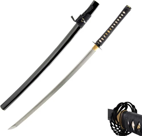 Vista 19 de HMS Espada Katana Samurai Japonesa Finely finished blades in 1045, 1095 or Damascus steel for dojo practice and display; includes protective sword