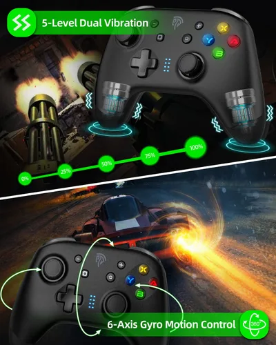 Vista 5 de EasySMX Switch Pro Controller for Nintendo SwitchLiteOLED, Wireless Switch Pro Controller with 4 Programmable Buttons, Dual Vibration, Turbo, Motion