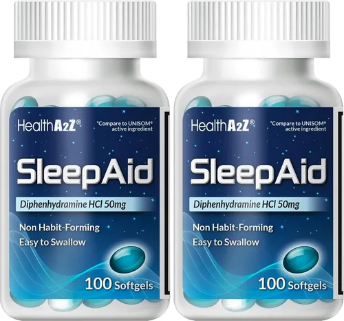Vista 10 de Ayuda para dormir HealthA2Z® Difenhidramina HCl 50mg Cápsulas blandas Promueve un sueño más profundo y reparador 10 unidades (Paquete de 3)