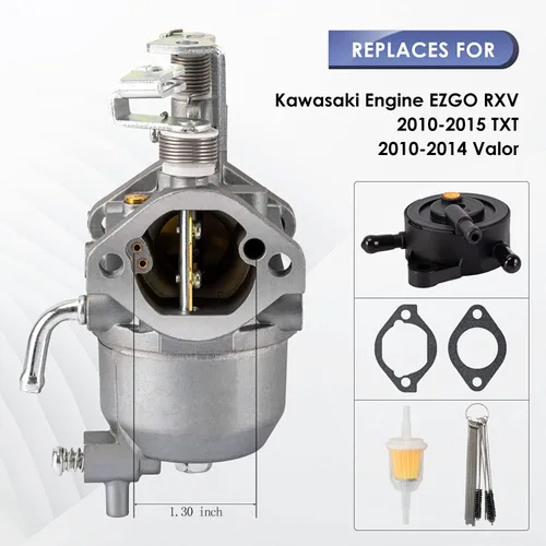 Vista 2 de Carburador para motor Kawasaki EZGO RXV, 2010-2015 TXT, 2010-2014 Valor ST 400 MPT 800 Refresher 1200 Cushman 280 Commander 2200 Bellhop, carburador