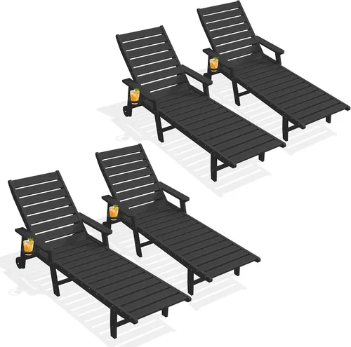 Vista 8 de PLUUV Tumbona de piscina al aire libre con soporte para tazas, azul Aruba Azul (Aruba Blue)