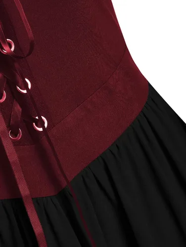 Vista 4 de CHARMMA Vestido punk gótico para mujer, hombros descubiertos, manga mariposa, vestido de fiesta de Navidad o cosplay