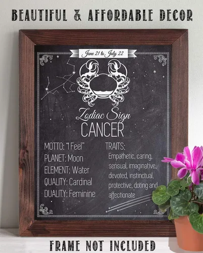 Vista 5 de Pósteres de astrología – Signo del zodiaco Cáncer, El Cangrejo – Impresión artística sin marco de 11 x 14 – Gran póster vintage del zodiaco