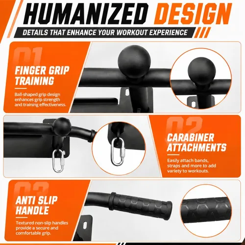 Vista 5 de Wall Mounted Pull Up Bar - Heavy Duty Chin Up Bar, Pull-Up Bar for Garage, Joist, Wall Mount - Multifunctional Fitness Bar, Supports up to 600 Lbs