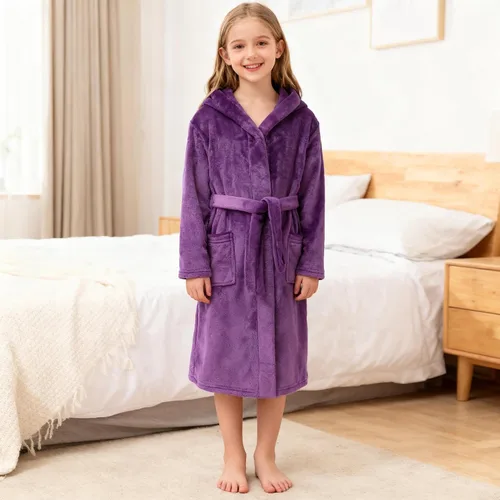 Vista 198 de E.W Apparel Bata de baño de forro polar con capucha para niños, bata suave y mullida para niños pequeños