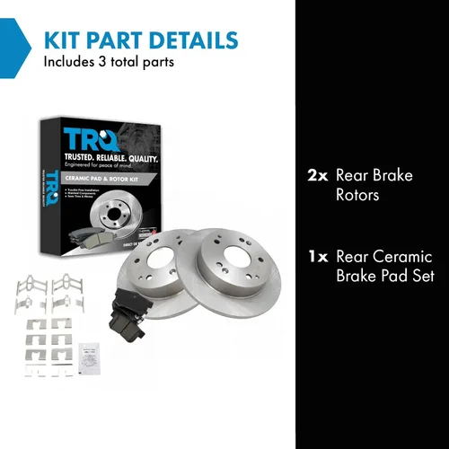 Vista 2 de TRQ Juego de pastillas de freno y rotor de cerámica trasera compatible con Honda Accord V6 1998-02 3.0L con frenos de disco traseros 02-06 Acura RSX