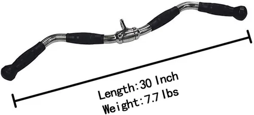 Vista 4 de Accesorio de barra dorsal para máquina de cables, barra de curl y pulldown con rotación completa y mango de goma para gimnasio, entrenamiento