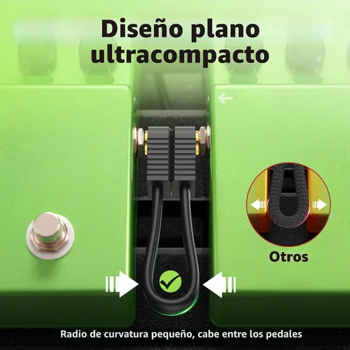 Vista 6 de Cables de conexión de guitarra, cables de pedal de guitarra planos chapados en oro, reforzados con Kevlar, cable blindado de doble capa sin ruido