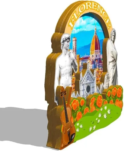 Vista 2 de Imán de Italia Florencia para nevera de madera 3D Monumentos de viaje coleccionables, recuerdos, decoración hecha a mano -111