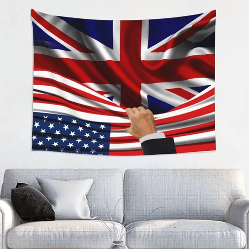 Vista 10 de Tapiz decorativo para pared, diseño de bandera estadounidense y bandera de Belice, manteles de arte hippie de 29 x 37 pulgadas para dormitorio, sala