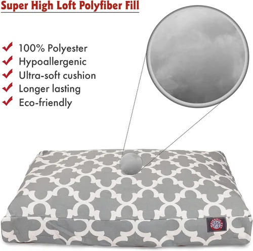 Vista 3 de Majestic Pet Products - Cama rectangular pequeña para perros y mascotas con cubierta extraíble lavable y enrejado gris