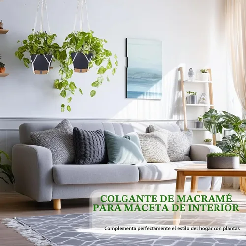 Vista 2 de Maceta colgante de riego automático de 8 pulgadas para plantas de interior Negro