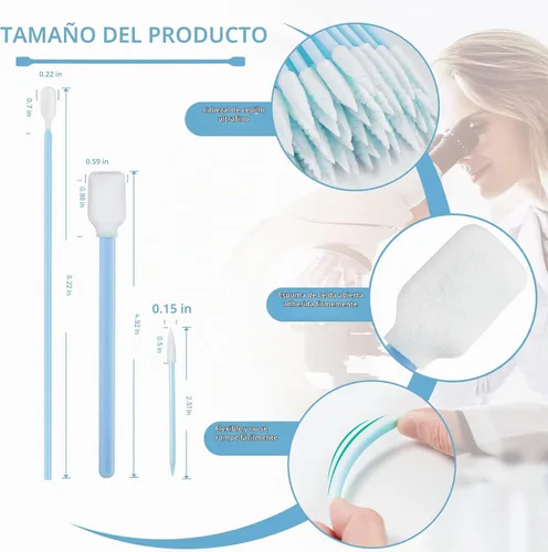 Vista 2 de Kit de hisopos de limpieza de espuma multiusos – Esponja de esponja sin pelusa para cámara, pistola, impresora de inyección de tinta, lente óptica