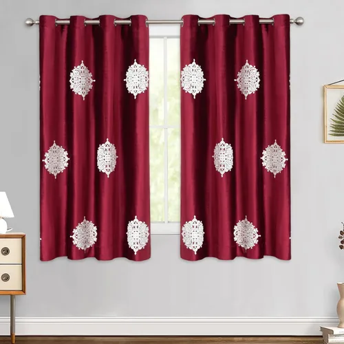Vista 22 de VOGOL Cortinas opacas bordadas para sala de estar, paneles de cortina de terciopelo azul para dormitorio, 52 x 63 pulgadas, 2 paneles