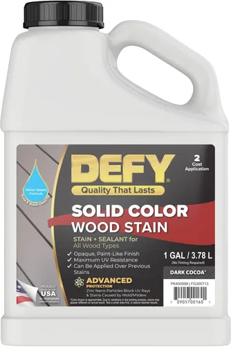 Vista 11 de DEFY Tinte de madera de color sólido - Piedra gris, 1 galón - Pintura duradera para terrazas y cercas de madera – Resistente a los rayos UV, pintura