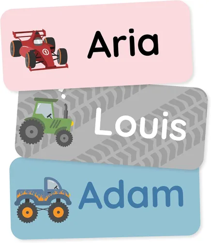 Vista 17 de Etiquetas de nombre personalizadas para niños (60) – Adhesivos personalizados impermeables y duraderos para ropa, guardería, oficina y suministros