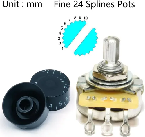 Vista 2 de 4 perillas de marcación rápida de guitarra LP de tamaño imperial de pulgadas, 24 manijas de control de estrías finas para ollas Les Paul/CTS de EE.