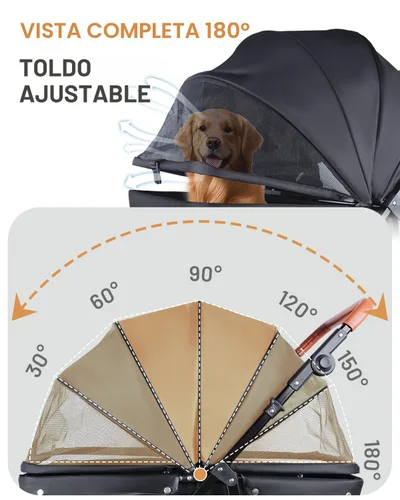 Vista 4 de Cochecito para perros medianos de hasta 66 libras, se adapta a perros grandes seleccionados, cochecito para mascotas para 2 perros pequeños con asa