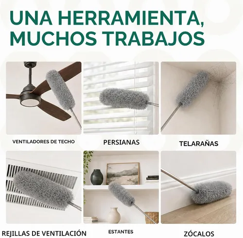 Vista 5 de Gütewerk - Plumero de telaraña con poste de extensión de 100 pulgadas Gris