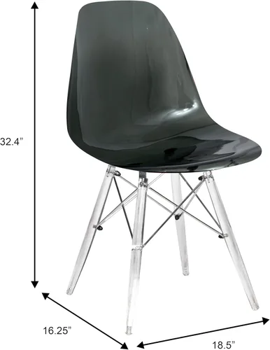 Vista 2 de LeisureMod Cresco - Silla de comedor moldeada moderna con base Eiffel cromada y patas de soporte acrílicas en forma de X, silla auxiliar ergonómica