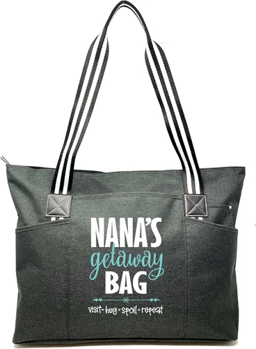 Vista 19 de Brooke & Jess Designs Bolso de mano para la abuela – Bolso de lona resistente con cremallera y bolsillo interior para la abuela para uso diario