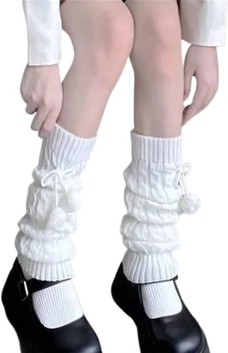 Vista 4 de MOREELUCK Calcetines de punto para mujer, lindos calcetines de pierna de los años 80, Harajuku, punk, hasta la rodilla, calcetines de pierna alta