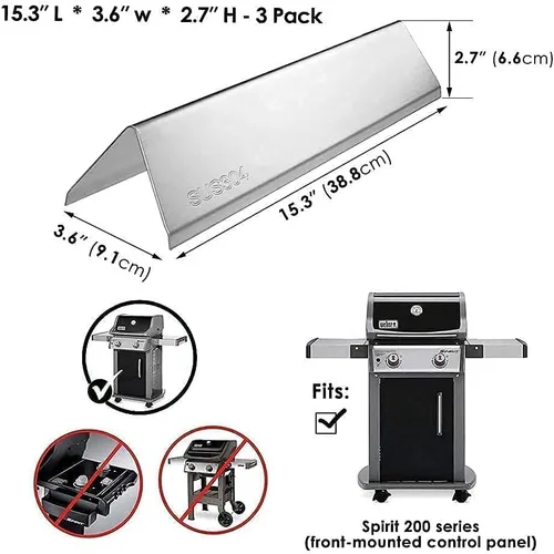 Vista 3 de Hisencn Tubos de quemador de parrilla de gas, barras de sabor de repuesto para parrillas de gas Weber Spirit 200, Spirit E-210, E-220, Spirit S-210