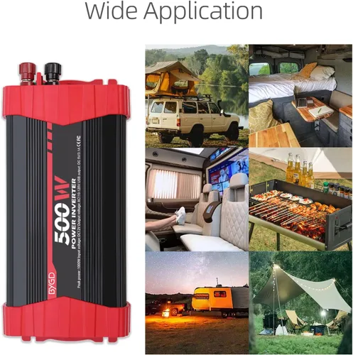 Vista 7 de BYGD Inversor de corriente de 500 W CC 12 V a CA 110 V con 2 salidas de CA