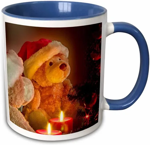 Vista 10 de 3dRose Doreen Erhardt Teddy Bears – Osos de Navidad con día festivo Árbol de y velas – Tazas, Negro/Blanco