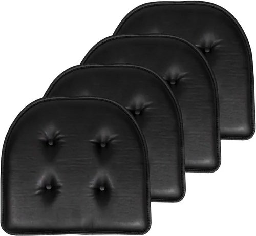 Vista 84 de Sweet Home Collection - Cojín de asiento de espuma viscoelástica y respaldo de caucho antideslizante con capitoné para silla, cojín en U, 17x16 Gris