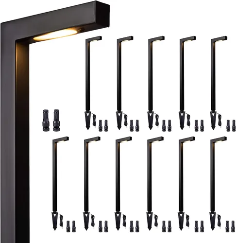 Vista 14 de Gardenreet Luces de camino de paisaje de latón, luces de camino de bajo voltaje de 12 V con cable, luces de jardín al aire libre LED impermeables