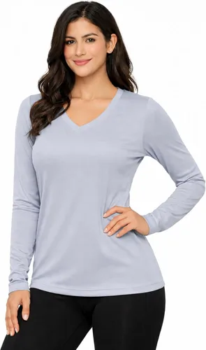 Vista 2 de Camisas atléticas de manga larga con absorción de humedad talles XS-4XL para mujer