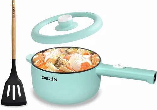 Vista 12 de Dezin Cocina Eléctrica, Sartén Antiadherente Sauté de 2L, Cocina de Fideos Rápida, Mini Olla para Bistec, Huevo, Arroz Frito, Ramen, Avena, Sopa