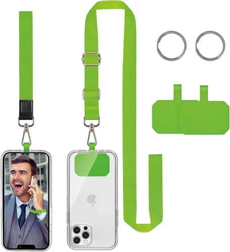 Vista 9 de Cordón cruzado para teléfono celular, correas ajustables para el cuello para el hombro con cordón de muñeca, almohadillas de sujeción para teléfono