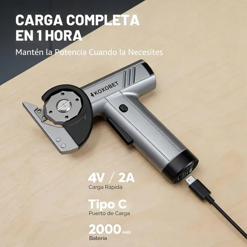 Vista 7 de Tijeras eléctricas de cartón con luz LED, batería recargable de 2600 mAh, motor sin escobillas, hoja de acero de tungsteno, corta tela, cuero