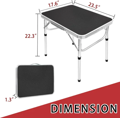 Vista 2 de Camp Field Mesa pequeña plegable de aluminio, altura ajustable, mesa de campamento portátil ligera para picnic, playa, al aire libre e