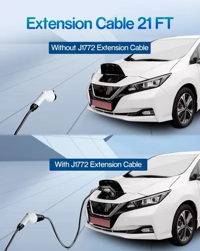 Vista 6 de Cable de extensión de cargador EV, cable de extensión J1772 de 40 amperios de 21 pies compatible con cargadores de vehículos eléctricos SAE J1772