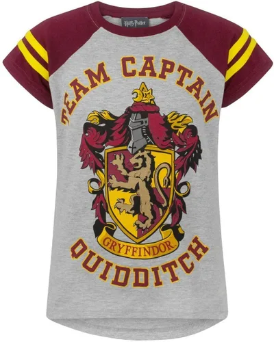 Vista 2 de Harry Potter Camiseta Quidditch Team Captain Girl Raglan Niños Gris Top
