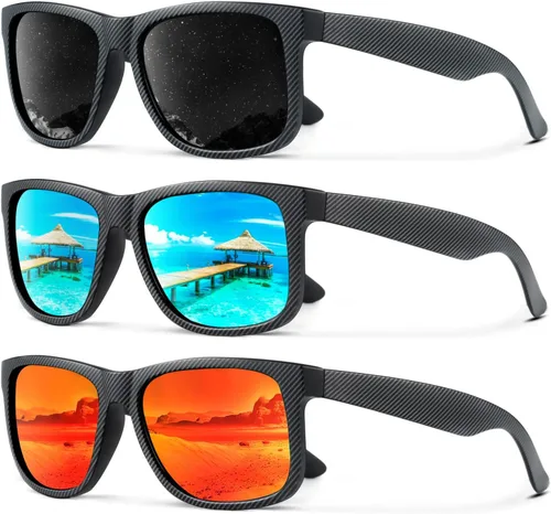 Vista 39 de KALIYADI Sunglasses Men Polarized Sun glasses for Mens Womens Classic Matte Black Frame UV Protection 3pack negro + negro + amarillo + amarillo