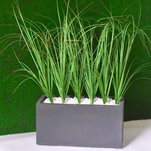 Vista 4 de 6 plantas de césped artificial, arbustos artificiales, hierba de trigo, tallos de vegetación artificial, hierba falsa para decoración de habitación