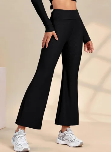 Vista 2 de Aleumdr Pantalones de yoga acampanados para mujer, de cintura alta, corte de bota, pantalones largos de entrenamiento, pantalones de vestir casuales