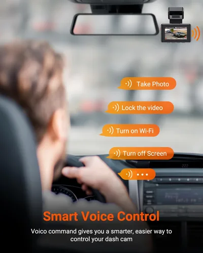Vista 12 de Vantrue Cámara de tablero E2 delantera y trasera, cámara trasera de 2.7 K, STARVIS dual, cámara de tablero de 2.7K + 2.7K para automóviles, control